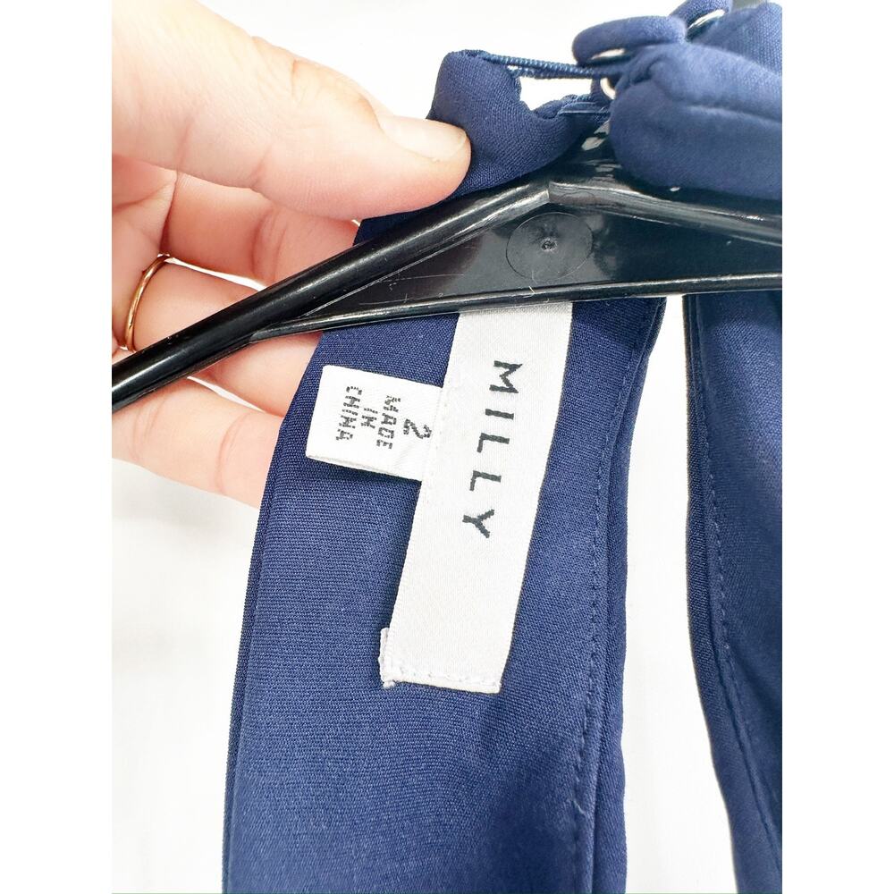 Milly Penelope High Neck Cady Dress in Navy Blue Size 2 - Picture 5 of 6